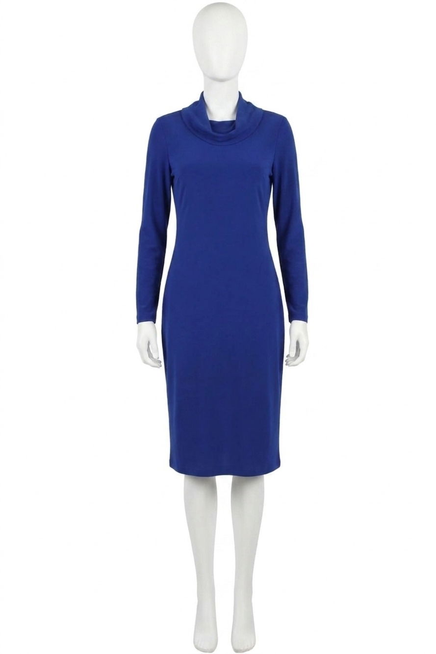 NEW JOSEPH RIBKOFF zip cowl neck sheath dress in royal sapphire